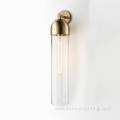 Smoke or Green Glass Tube Gold Wall Light